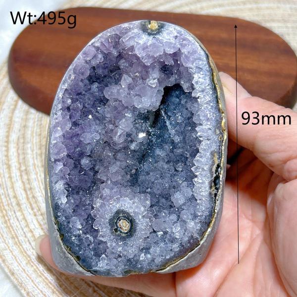 アメジストドゥルージー原石 フリーフォームジオード 水晶の結晶群 ブラジル産 天然石 インテリア ギフト No.5