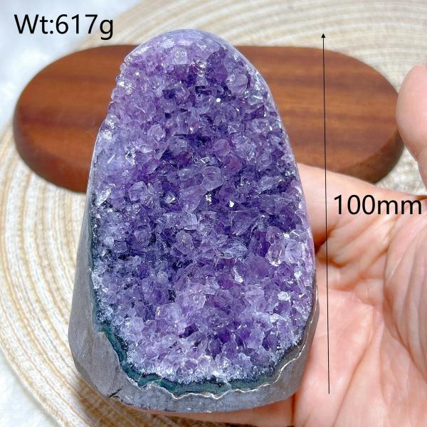 アメジストドゥルージー原石 フリーフォームジオード 水晶の結晶群 ブラジル産 天然石 インテリア ギフト No.6