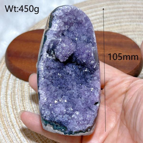 アメジストドゥルージー原石 フリーフォームジオード 水晶の結晶群 ブラジル産 天然石 インテリア ギフト No.7