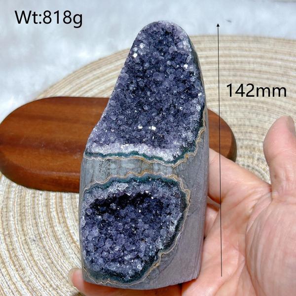 アメジストドゥルージー原石 フリーフォームジオード 水晶の結晶群 ブラジル産 天然石 インテリア ギフト No.10