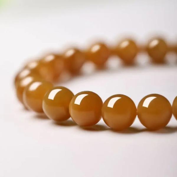 軟玉翡翠 和田玉 黄糖料 ブレスレット 丸玉 6mm 8mm 10mm 女性用 Mount