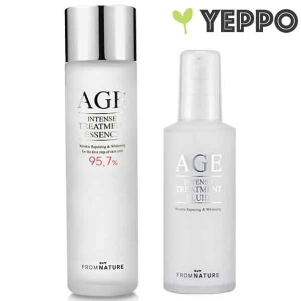 (２種セット)化粧水+エッセンス(乳液) フロムネイチャー AEGインテンストリートメント エッセンス 化粧水150ml &フルイド 乳液100ml FromNature 韓国コスメ