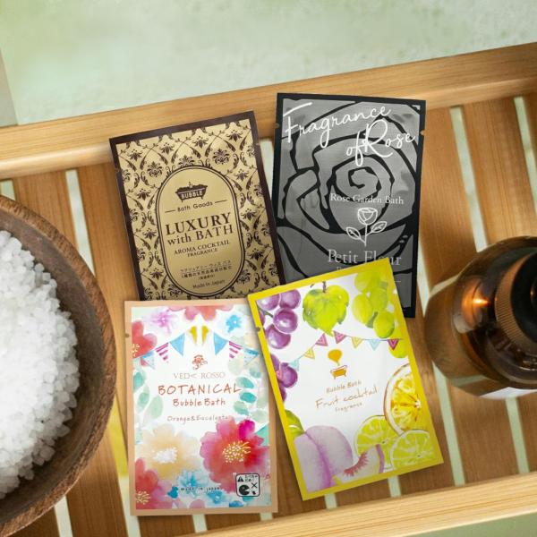 内容量：ヴェーダロッソボタニカル バブルバス（オレンジハーブの香り）12ｍｌ×10個、アロマドール バブルバス（ブラックローズの香り）12ml×10個、アロマインバス バブルバス（アロマカクテル）12ml×10個、アロマインバス バブルバス...