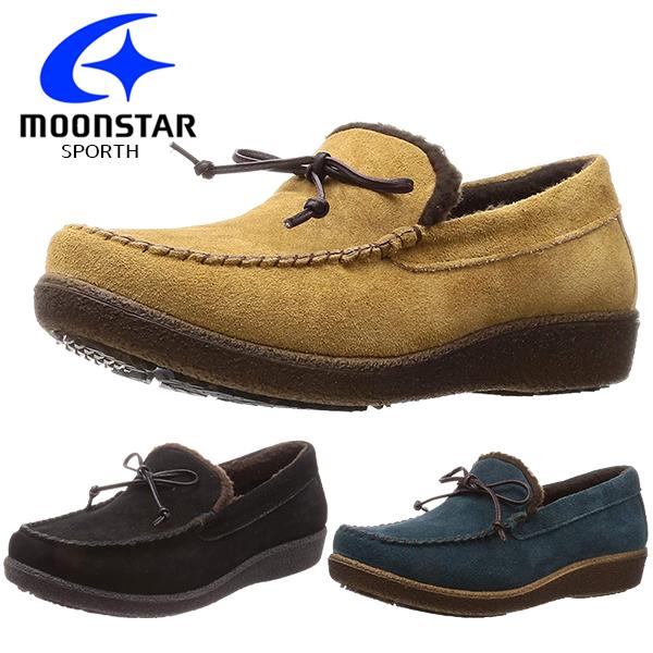 ムーンスター スポルス レディース 冬靴 モカシン 滑りにくい 国産 本