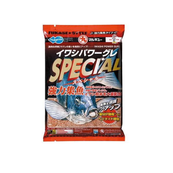 大量配合のイワシ粉末で強力集魚！集魚効果の高いイワシ粉末がたっぷり入ったメジナ・グレ・クロ用配合エサ。集魚・摂餌効果に優れた新MP酵母も配合。半島周りのスレたグレや沖磯の尾長グレなどに威力を発揮します。シマアジ、イサキのマキエにも有効です。...