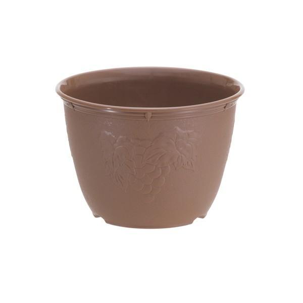 サイズ（約）:直径240×高さ170mm容量:4.7L材質:ポリプロピレンメーカー:山田化学ガーデニング初心者 家庭菜園 観葉植物 植物ある暮らし 寄せ植え 鉢植え ベランダ緑化 軽量 丸型 円形 ブドウ柄 水抜き穴付き 園芸鉢 模様付き ...