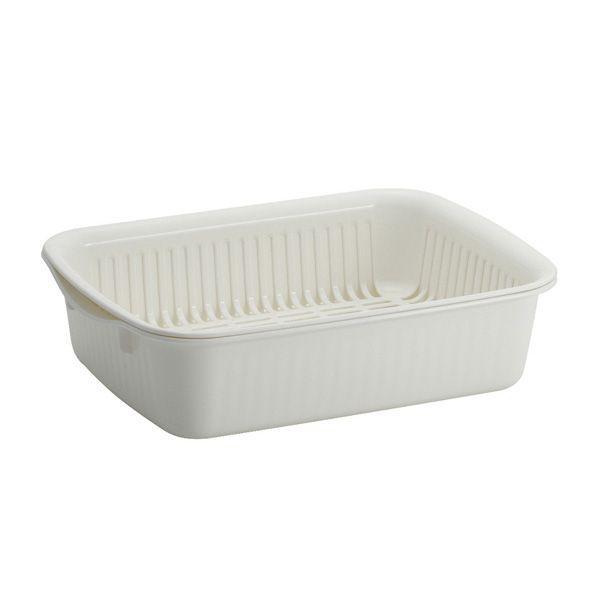 他サイト： 水切りかご Nポゼ 水切りバット ホワイト ｜ 水切りバスケット 食器カゴ 食器収納 浅型 水切りラックの商品画像