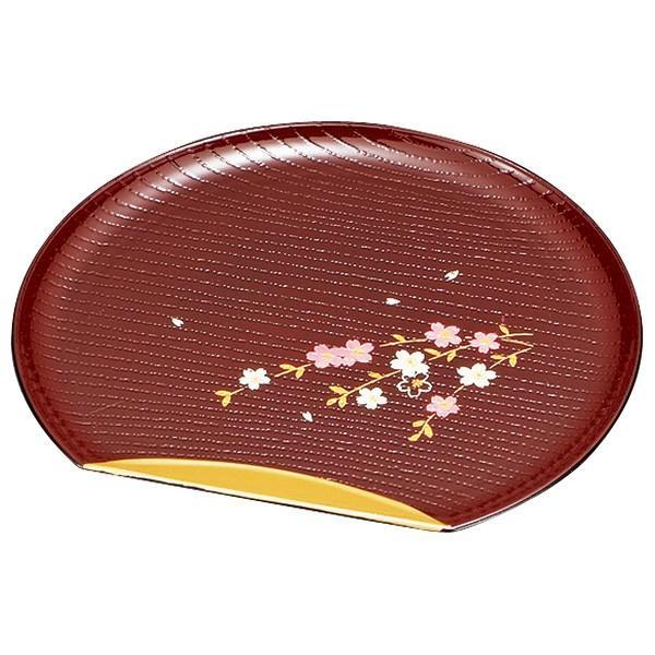 山中塗 半月銘々皿 4.5寸 溜渕金 花さくら ｜ 半月皿 和食器 取り皿 菓子皿 日本製 銘々皿