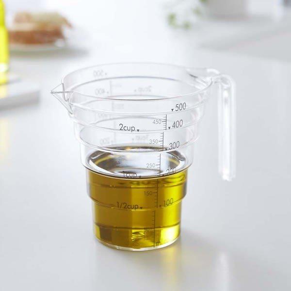 山崎実業 レイヤー 段々 計量カップ 500ml クリア 2547 ｜ メジャーカップ キッチンツール 計量器具