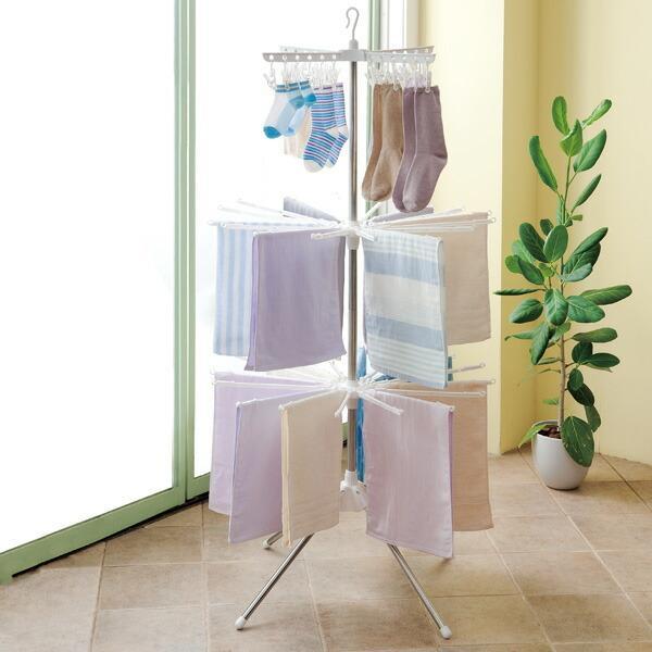 使用時サイズ:幅82×奥行82×高さ169cm収納時サイズ:幅16×奥行16×高さ201cm重量(約):1.9kg材質:本体/ステンレス巻きスチールパイプ、ステンレスパイプ　樹脂部品/ポリプロピレン、ポリエチレン　金属部品/スチール(メッキ...