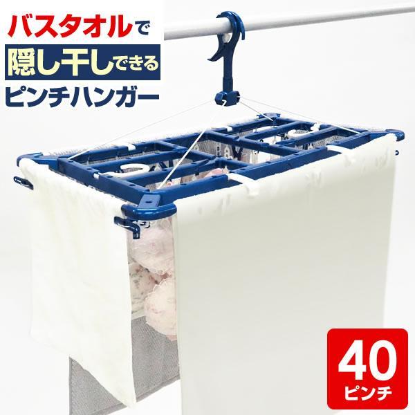 他サイト： ピンチハンガー タオルで隠し干しハンガー 40ピンチ ブルー ｜ 洗濯ハンガー 物干しハンガー 目隠し タオルハンガー バスタオル 角ハンガーの商品画像