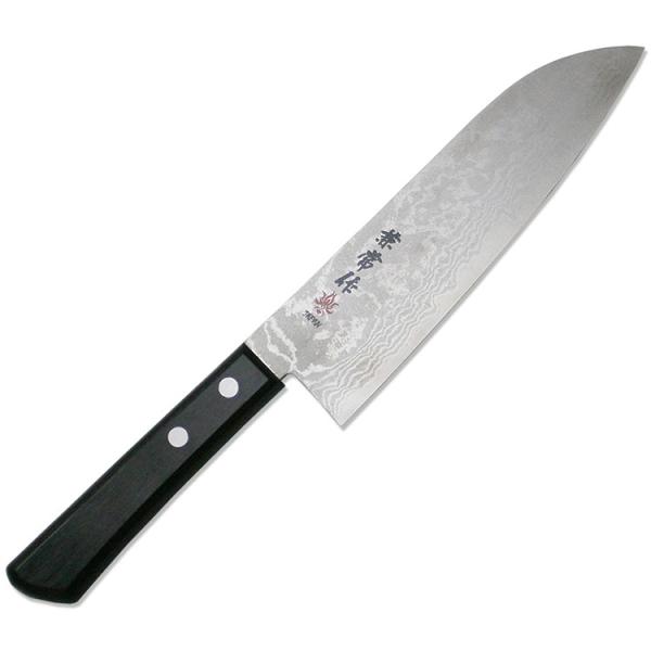 関兼常作 黒合板柄17層ダマスカス鋼 三徳180mm 口金なし【 包丁