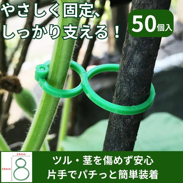 支柱誘引クリップ イボ竹 クリップ 植物支柱リング 支柱連結 つる固定 八の字 誘引資材 園芸 ガーデニング 50個セット