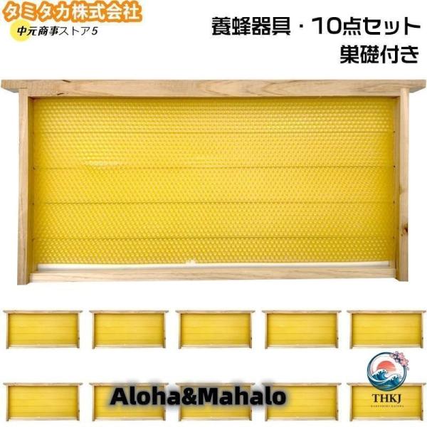 養蜂器具 10点セット 完成巣枠 巣礎付き スソ付き 巣礎 10枚 蜂の巣 蜜蜂 セイヨウミツバチ シート ラ式 ミツバチ用 養蜂設備 養蜂用具 蜂蜜箱 飼育