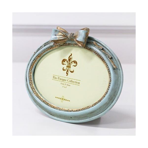 フォトフレーム 写真立て 出産祝い 秋冬新作 おしゃれ ブルー ゴールド 結婚祝い プレゼント リボンフォトフレーム