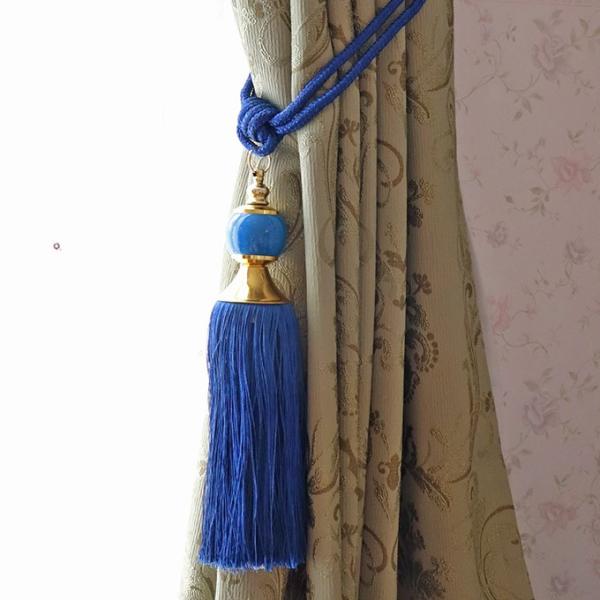カーテンタッセル 2本セット ダークブルー カーテン タッセル かわいい おしゃれ お洒落 フリンジ