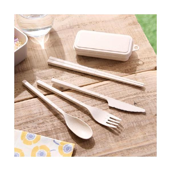 麦わらカトラリーセット4P 記念品 ノベルティ 粗品 ばらまき 景品 販促 携帯用 アウトドア