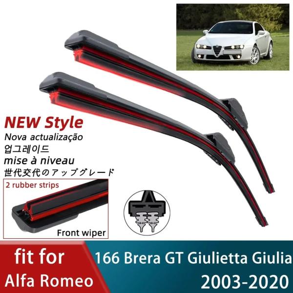 【並行輸入品】ダブルゴムワイパーアルファロメオ 166 ブレラ GT ジュリエッタジュリアフロントワイパーブレードブラシカッターアクセサリーフロントガラス