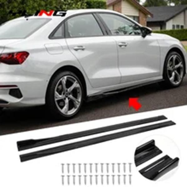 【並行輸入品】2013 + アウディアクセサリー A3 A4 A5 S ライン RS3 8V セダン塗装グロスブラックサイドスカート延長スプリッターロッカーパネ