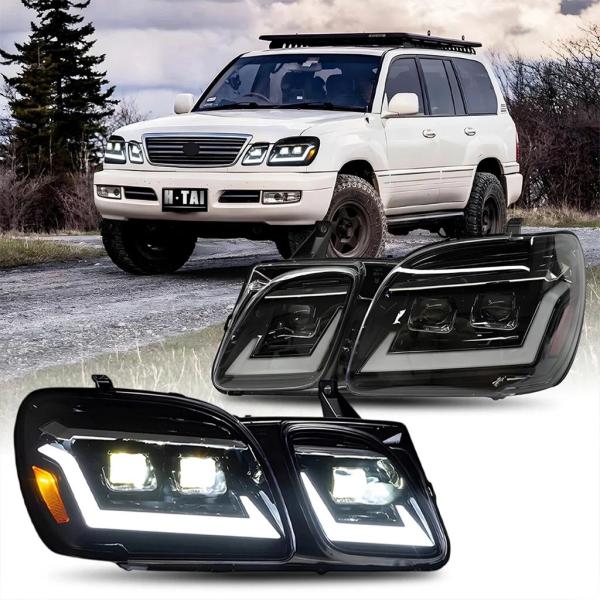【並行輸入品】ペアヘッドライトアセンブリレクサス LX470 1998-2006 LED