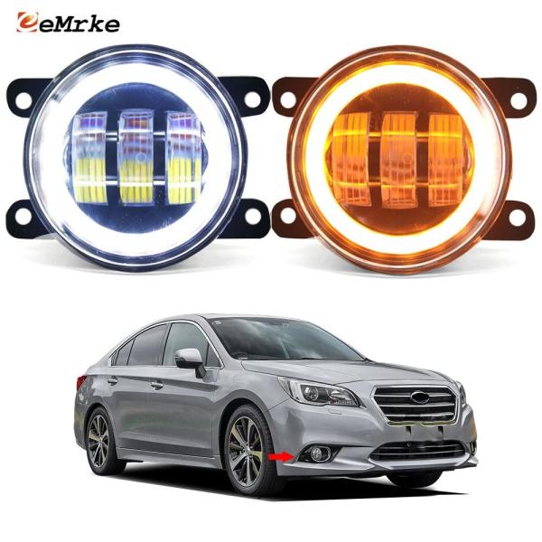 並行輸入品 ペア Led フォグランプアセンブリ w/レンズスバルレガシィ B4/BN9 2015 2016 2017 ウィンカーライト白黄色エンジェル