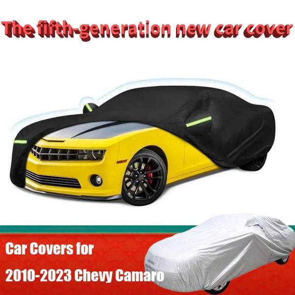 並行輸入品 2010-2023年式シボレーカマロ用カーカバー 防風高耐久防水 全天候型保護 ブラック 屋外用フルカバー