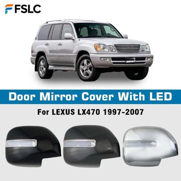 並行輸入品 装飾ドアミラーカバー LED 付きレクサス LX470 1997-2007 バックミラーアクセサリーカーボンブラック