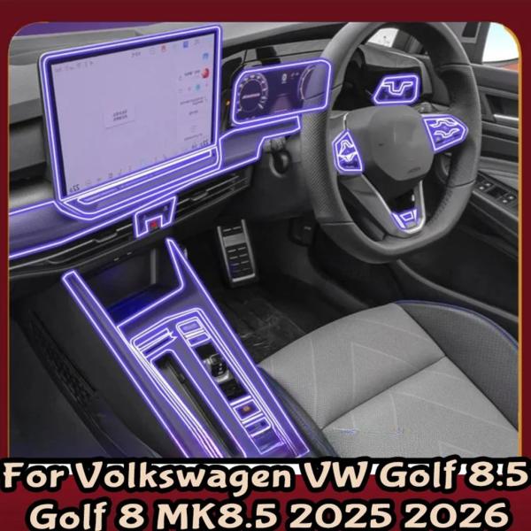 並行輸入品 VW ゴルフ 8.5 ゴルフ 8 MK8.5 2025 2026 PPF 保護フィルム アクセサリー インテリア クリア TPU GPS ギアパネル