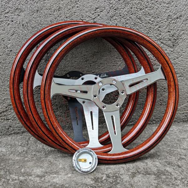 【並行輸入品】14 インチ 358 mmクラシックウッドステアリングホイール JDM レーシングスポーツステアリングホイールカーアクセサリー