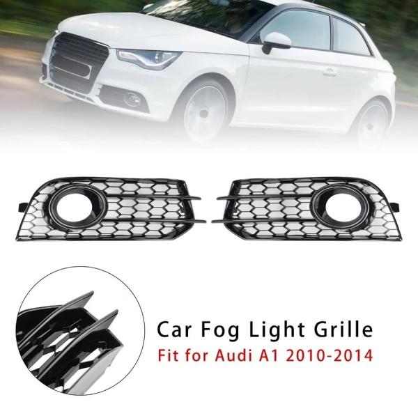 並行輸入品 アウディ A1 8X 2010-2014用 2個入り フォグランプカバー ハニカムメッシュ 六角形 フロントグリル ブラック 8X08076