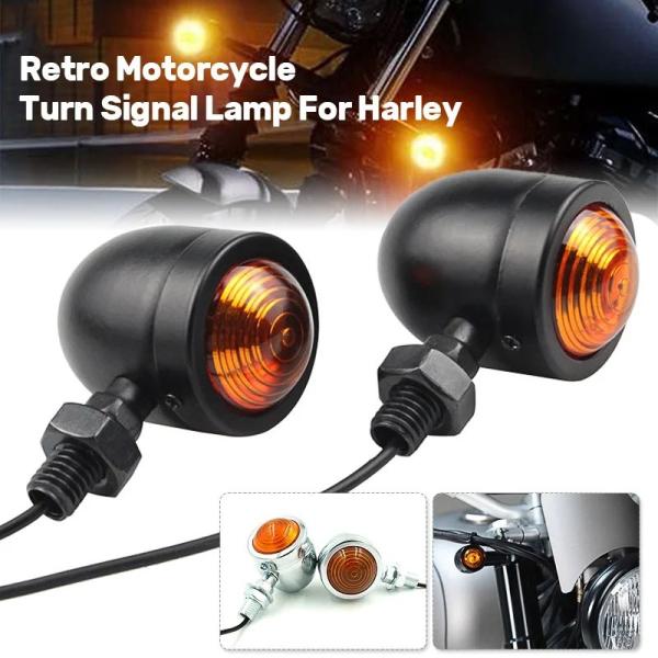 並行輸入品 12V レトロ バイク用ウインカーランプ シルバーバレット アンバー 点滅インジケーターライト 超高輝度 ハーレー 用
