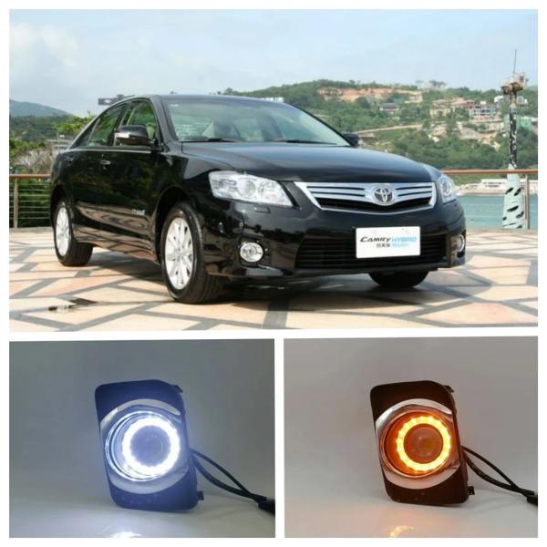 並行輸入品 トヨタ カムリ ハイブリッド  2010 - 13 2014 用  LED フォグランプ アセンブリ デュアルカラー エンジェルアイ デイタイム  