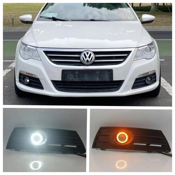 並行輸入品 フォルクスワーゲン VW パサート CC  2008 - 11 2012 用  LED フォグランプアセンブリ デュアルカラー エンジェルアイ デイ