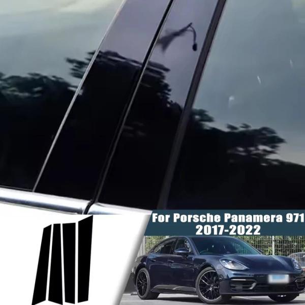 並行輸入品 ポルシェ パナメーラ 971 2017-2022 2018 2019 用 4ピース ウィンドウ センター ピラー フィルム トリム カバー B C 