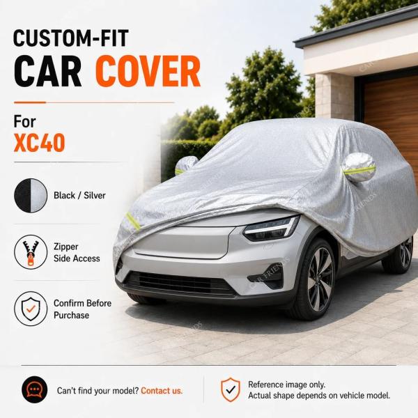 並行輸入品 ボルボXC40専用フルカーカバーシルバーコーティングオックスフォード生地サイドジッパーアクセス遮熱UVカット