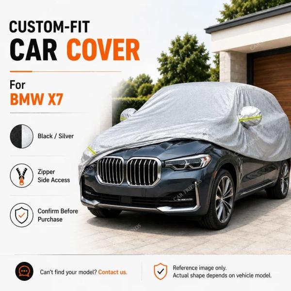 並行輸入品 BMW X7専用フルカーカバーシルバーコーティングオックスフォード生地サイドジッパーアクセス遮熱UVカット機能