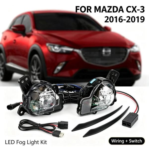 並行輸入品 MZ773BL マツダ CX-3  2016 - 19 用フロントフォグランプキット  LEDバンパーランプ 配線ハーネススイッチ