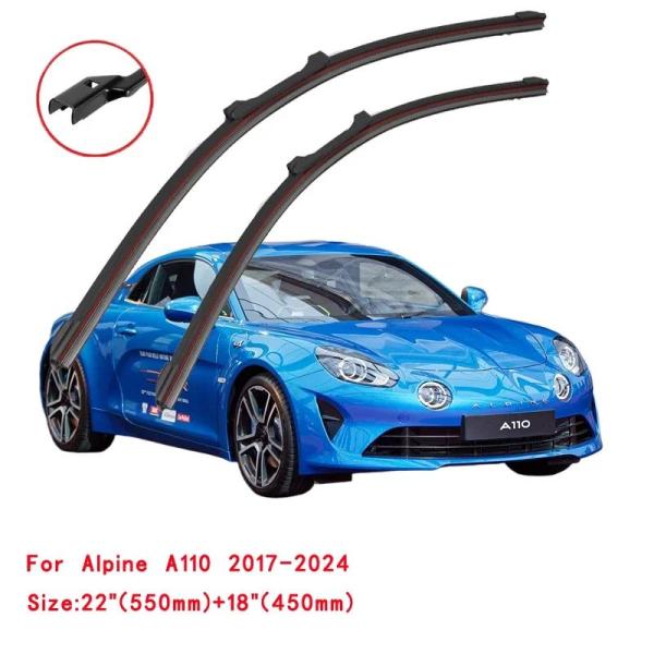 並行輸入品 アルピーヌ A110 MK2 クーペ  2017 - 20 2021 2022 用 カー パーツアクセサリー ダブルラバー レッド ワイパーブレード