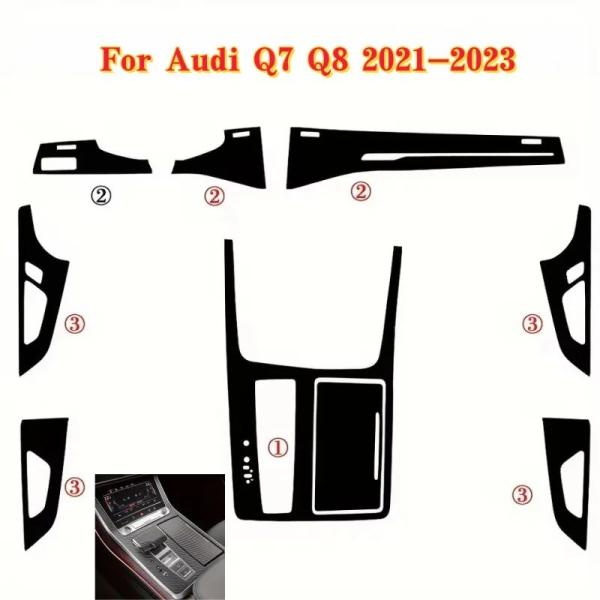 並行輸入品 アウディ Q7 Q8 2021-2023 センターコンソールギア用 カーボンステッカーフィルム傷防止フィルムカーアクセサリー