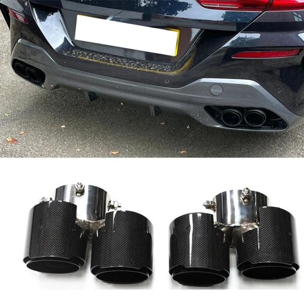 【並行輸入品】クアッドカーボン排気チップ BMW 840I G14 G15 G16 ステンレスブラックマフラーチップ排気システムノズル