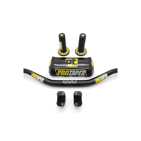 【並行輸入品】 バイクハンドル 1-1/8 インチ黒パッド PRO Taper ハンドルグリップ CNC ハンドルバークランプピットバイクモトクロス PROTaper