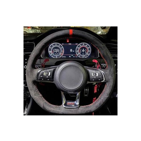 【並行輸入品】 フォルクスワーゲンステアリングホイールカバー 本革 黒スエード Vwゴルフr mk7 ゴルフ7 gti vwポロ gti sirocco 2015 2016