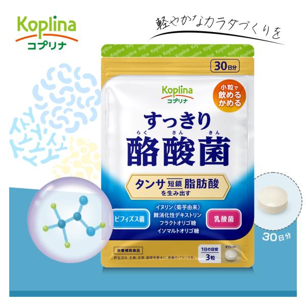 すっきり酪酸菌 90粒 1袋30日分 (軽やかなカラダづくり/1日3粒/タンサ脂肪酸を生み出す/酪酸菌/ビフィズス菌/乳酸菌/イヌリン)