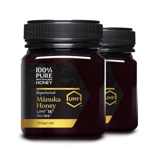 100% Pure New Zealand Manuka Honey マヌカハニー15＋ 250g  2個【はちみつ ニュージーランド産 MGO UMF 直輸入品 抗菌物質 保存料不使用 健康食品 送料無料】