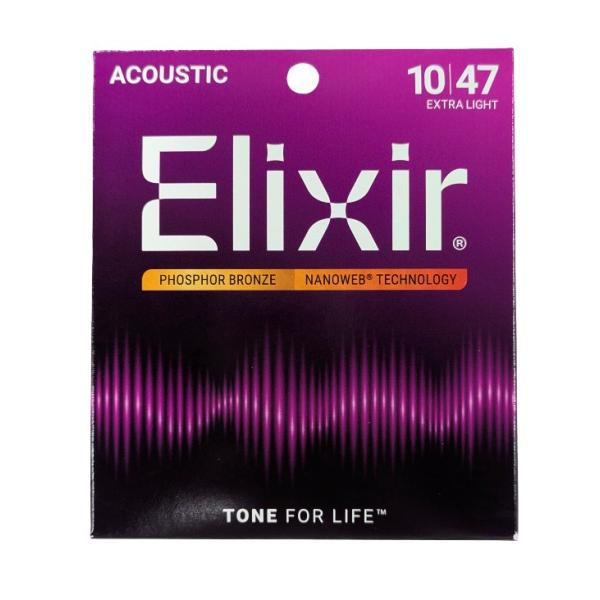他サイト： Elixir エリクサー アコースティックギター弦 NANOWEB フォスファーブロンズ Extra Light .010-.047 #16002(ゆうパケット、送料別商品)の商品画像