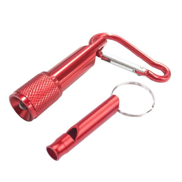 【並行輸入品】ミニサイズ アルミ LEDライト & ホイッスル カラビナ付き 懐中電灯 防災 防犯 手のひらサイズ アウトドア(定形外郵便、送料別商品)