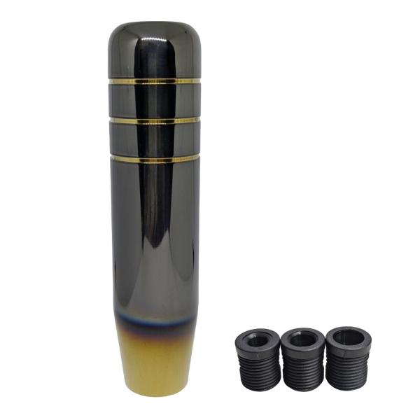 【並行輸入品】アルミ シフトノブ ブラックゴールド 13cm 変換アダプター付き シフトレバー トラック 汎用(ゆうパケット、送料別商品)