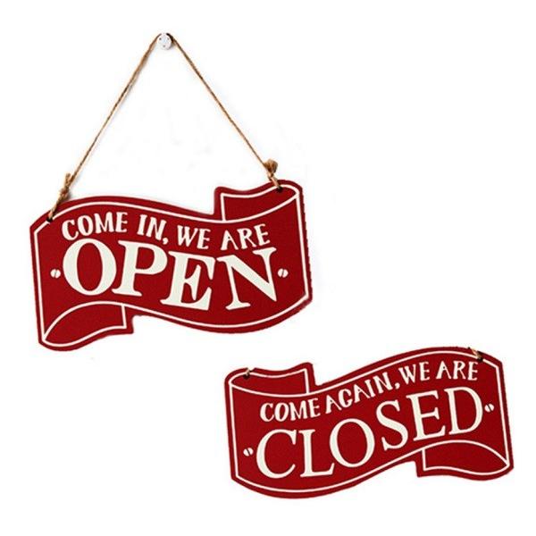 並行輸入品】OPEN&CLOSED 木製サインプレート 《レッド》 オープン