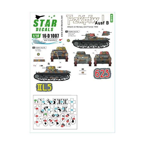 スターデカール 1/16 第二次世界大戦 ドイツI号戦車B型 ノルウェーとフランスの戦い1940 プラモデル用デカール SD16-D1007