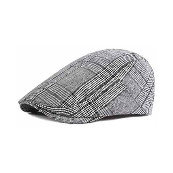 [FREESE] ハンチング キャップ ツバ付き 帽子 クラシック ファッション 3D立体設計 グレンチェック オールシーズン対応 メンズ (グレー)